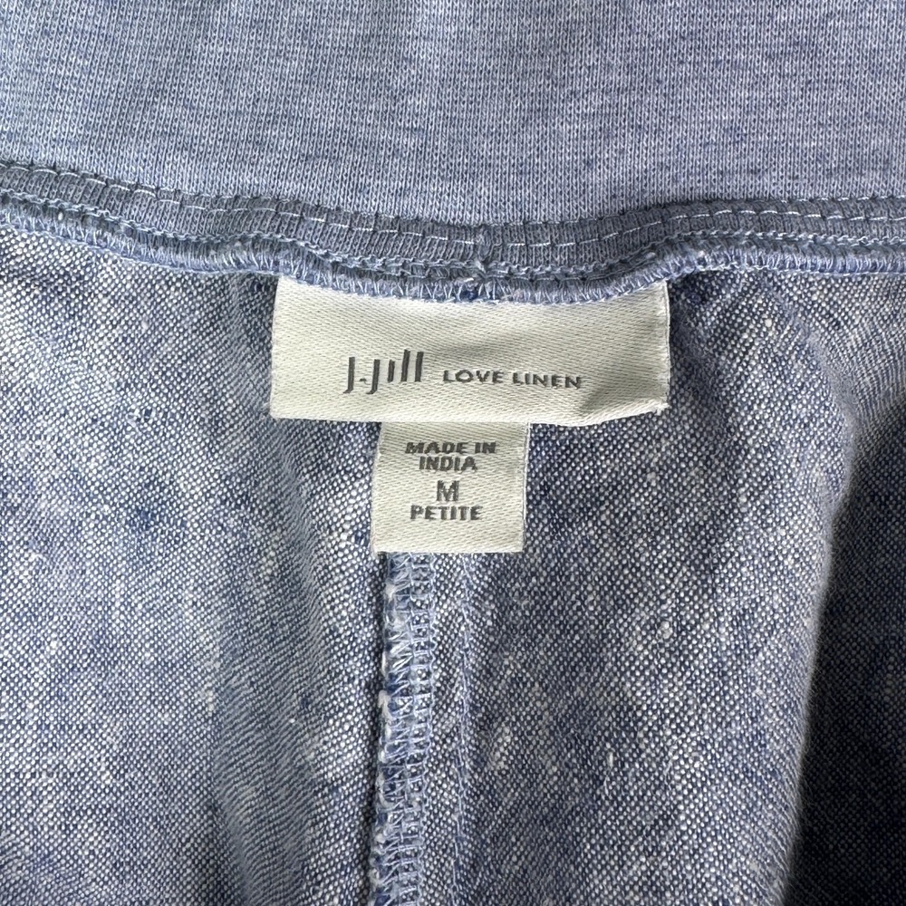 J. Jill Pants Womens M Petite Blue 100%‎ Linen Elastic Waist Pockets Natural - Picture 3 of 11